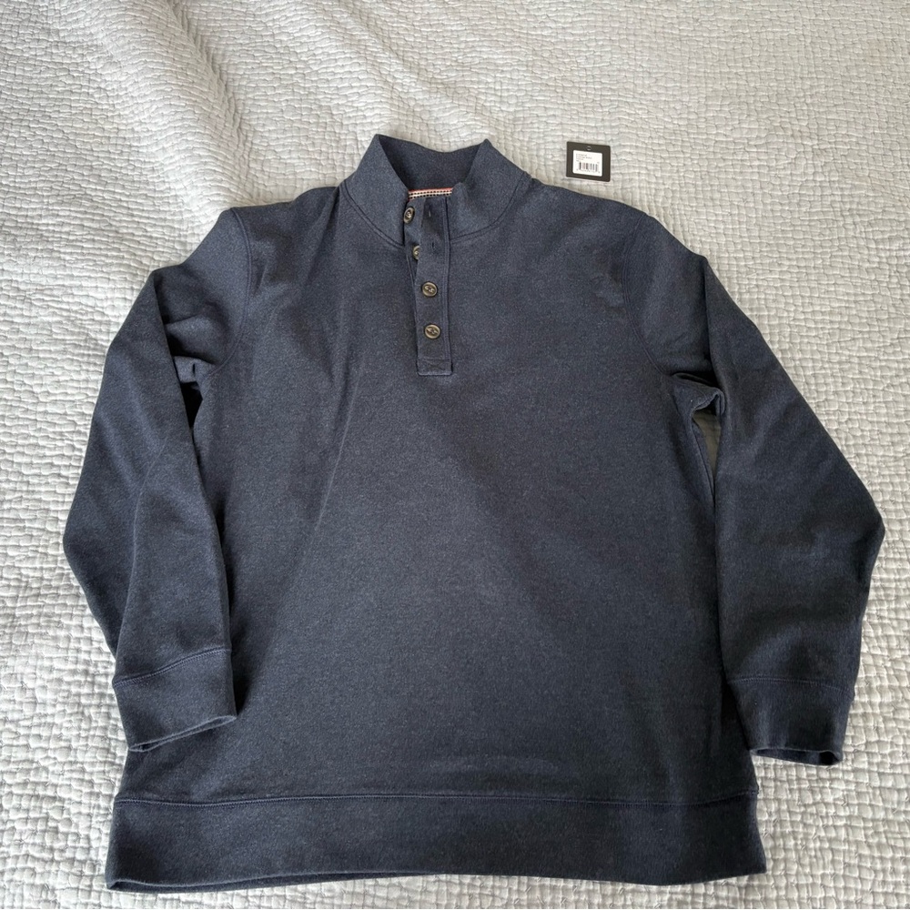 Brand New The Normal Brand Men's Blue Popover Crewneck Sweater/Sweatshirt